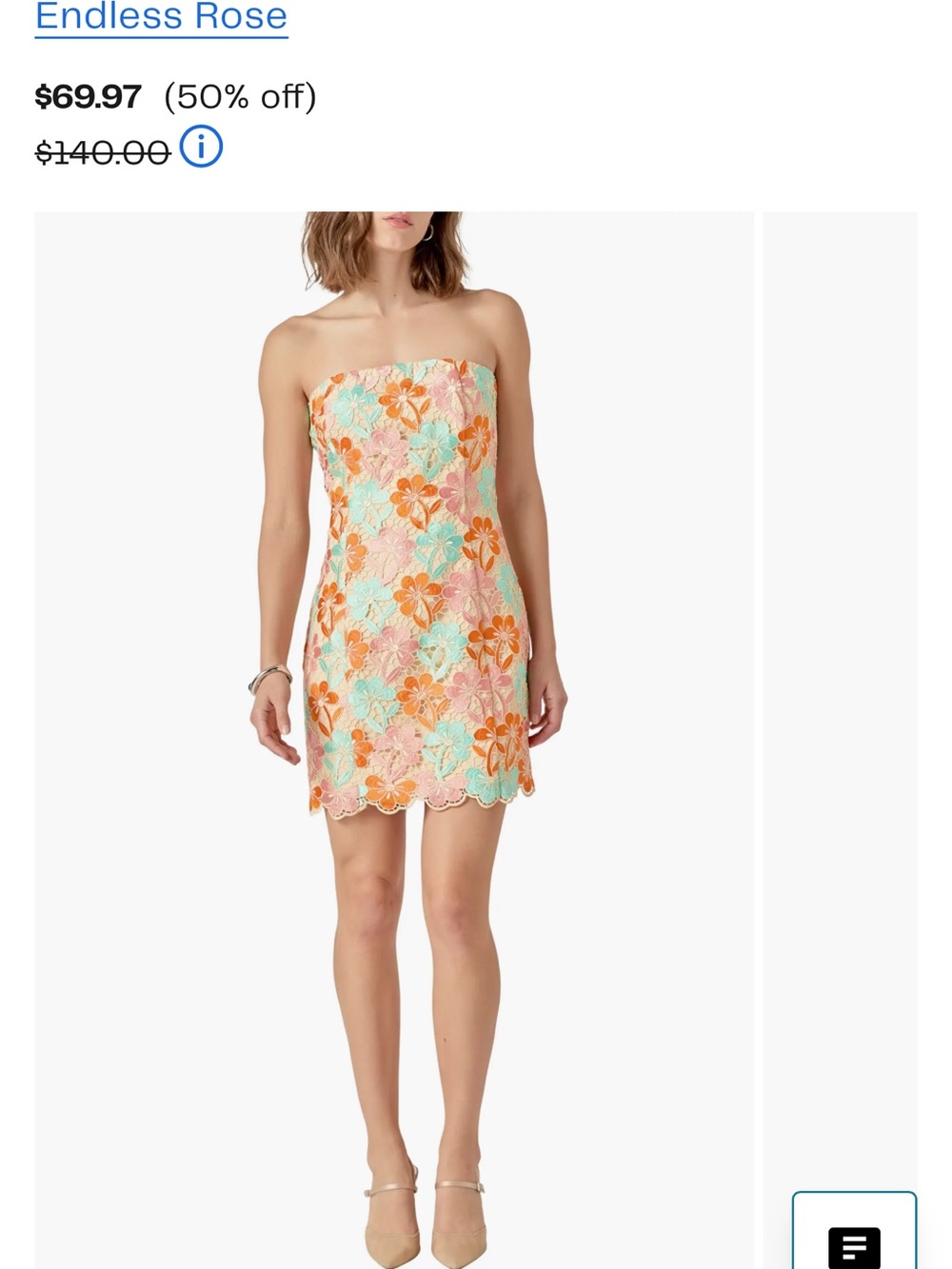 Endless Rose Strapless Floral Lace Mini Dress - Coral & Mint
